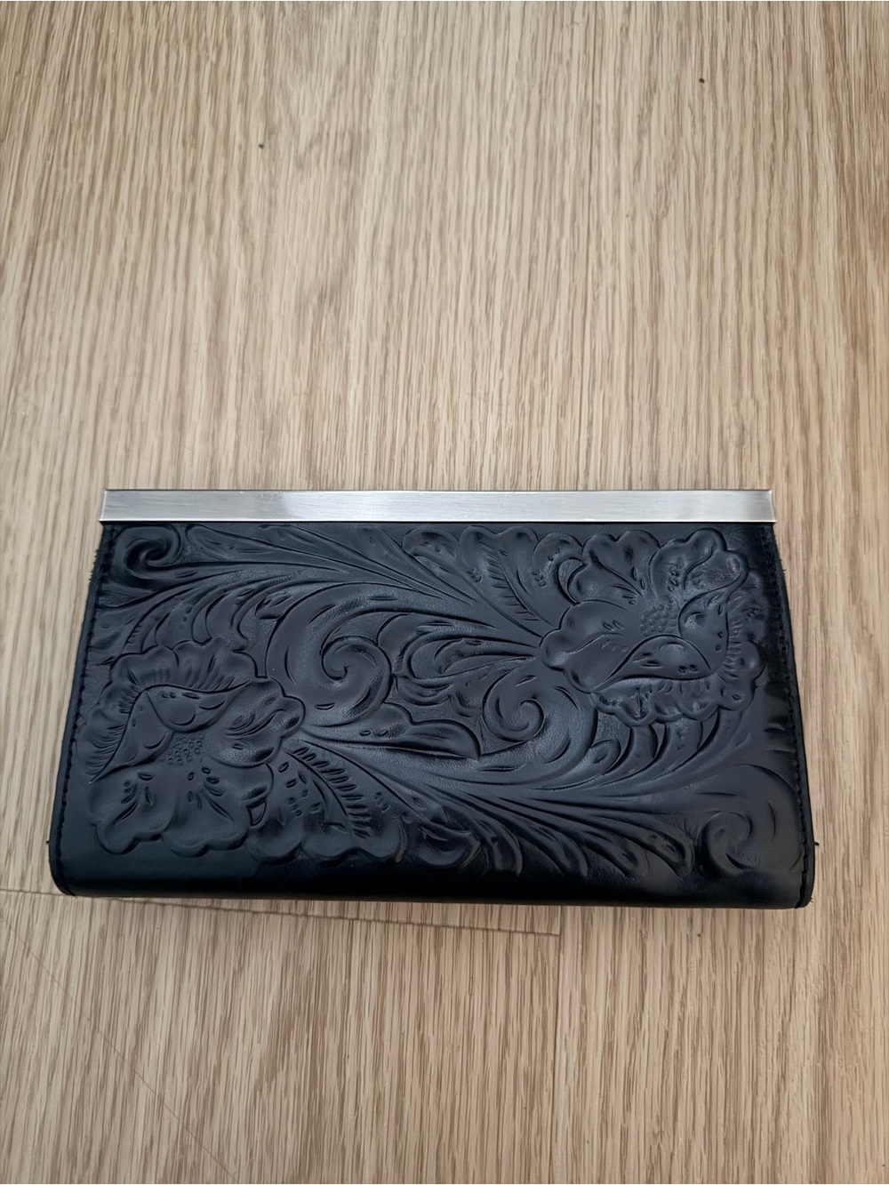 Patricia Nash Black Embossed Floral Frame Clutch - Picture 2 of 5